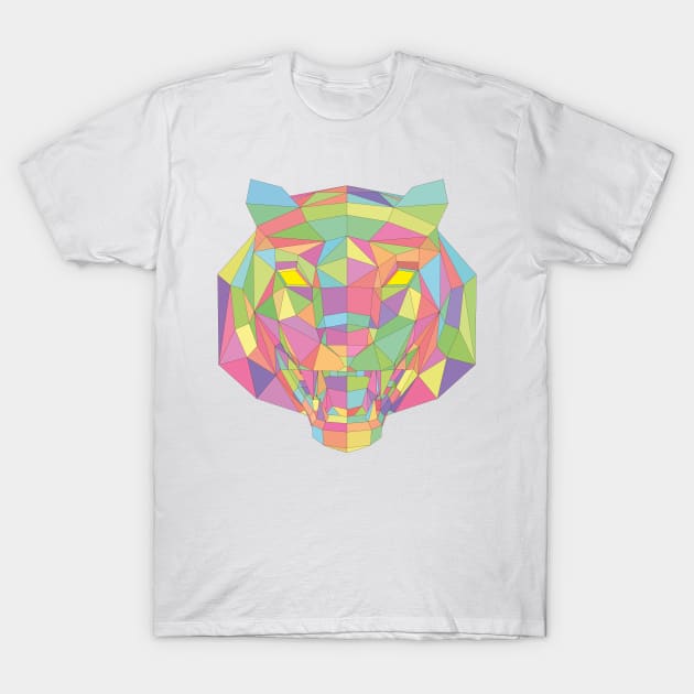 Multicolored Low Poly Tiger Head, mosaic tiger (art2) T-Shirt by 3DVictory